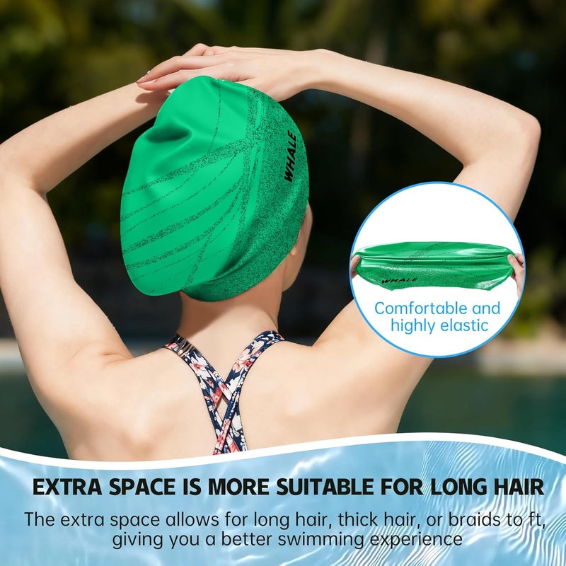 Whale Extra Large Swim Cap Designed for Men and Women with Thick, Long Hair, Hair Extensions Or Afro-Textured Hair Long-Hair Swim Cap Highly Waterproof to Keep Hair Dry - Image 3